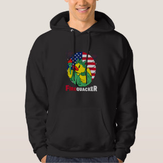 Fourth Of July Usa Patriotic Firecracker Rubber Du Hoodie