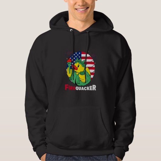 Fourth Of July Usa Patriotic Firecracker Rubber Du Hoodie (Vorderseite)