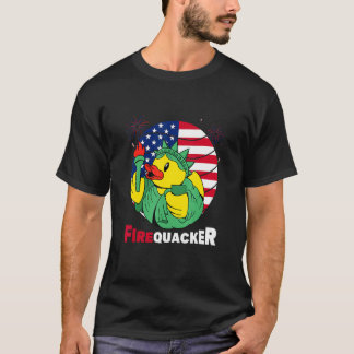 Fourth Of July Usa Patriotic Firecracker Rubber Du T-Shirt