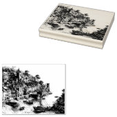 Fowey, Cornwall Vintag Sketch Gummistempel (Stempel)