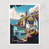 Fowey England Art Vintage Reise Illustration Postkarte (Vorderseite)