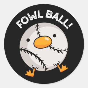 Fowl Ball Funny Sports Puck Dark BG Runder Aufkleber