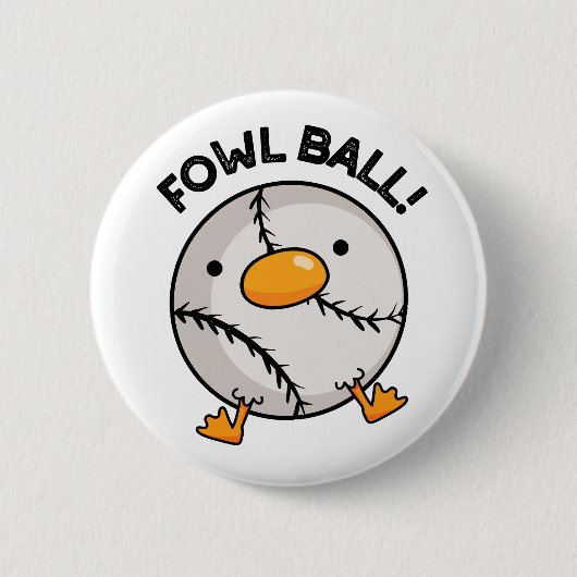 Fowl Ball Funny Sports Puff Button (Vorderseite)