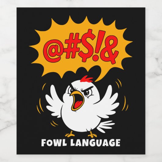Fowl Language Cartoon Bird Weinetikett (Einzelnes Label)
