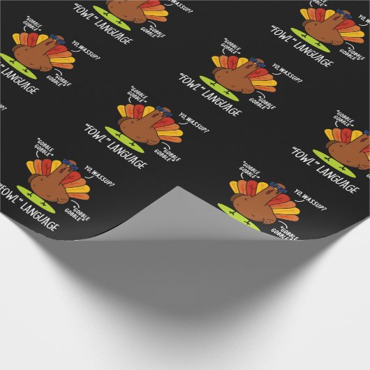 Fowl Language Funny Turkey Puck Dark BG Geschenkpapier (Ecke)