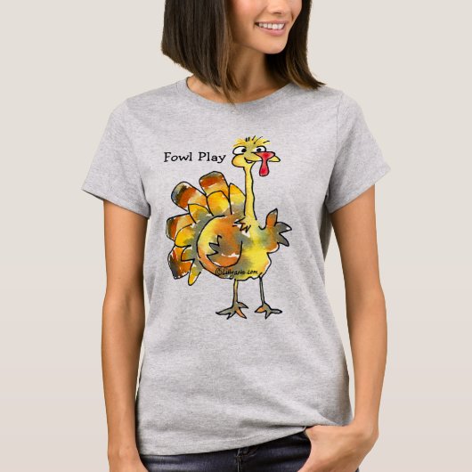 Fowl Play Cartoon Gold Türkei T Shirt (Vorderseite)