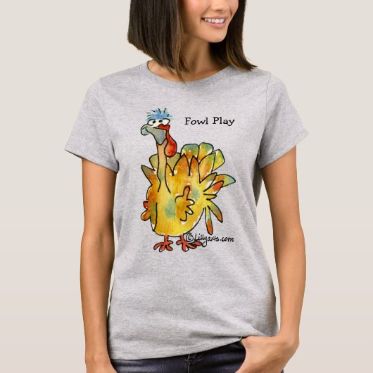 Fowl Play Cartoon Gold Türkei T Shirt (Vorderseite)
