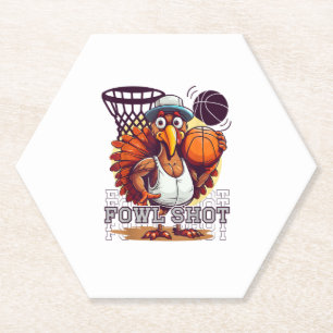 Fowl shot - Happy Thanksgiving Funny Turkey Basket Untersetzer
