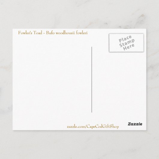 Fowlers Toad Postcard Postkarte (Rückseite)