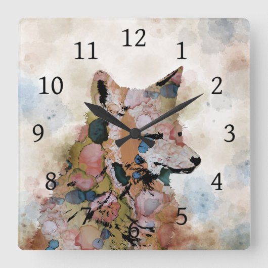 Fox 1 quadratische wanduhr (Vorderseite)