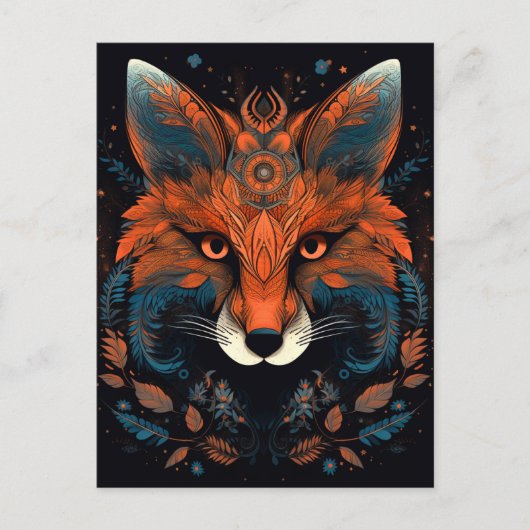 Fox Abstrakt Surreal Moderne Boho Fantasy Art Postkarte (Vorderseite)