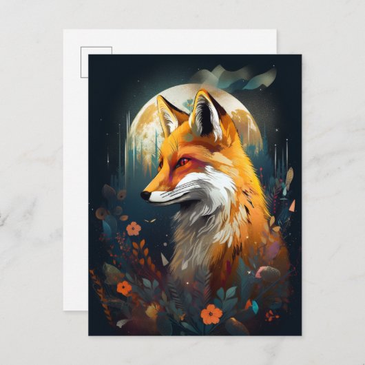 Fox Abstrakt Surreal Moderne Boho Fantasy Art Postkarte (Vorne/Hinten)