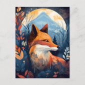 Fox Abstrakt Surreal Moderne Boho Fantasy Art Postkarte (Vorderseite)