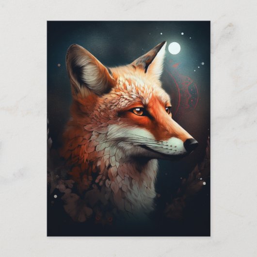 Fox Abstrakt Surreal Moderne Boho Fantasy Art Postkarte (Vorderseite)