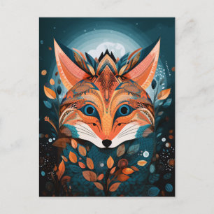 Fox Abstrakt Surreal Moderne Boho Fantasy Art Postkarte