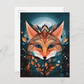 Fox Abstrakt Surreal Moderne Boho Fantasy Art Postkarte (Vorne/Hinten)