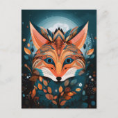 Fox Abstrakt Surreal Moderne Boho Fantasy Art Postkarte (Vorderseite)