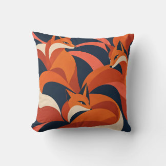 Fox After Hours Bold Orange und Navy Woodland Kissen