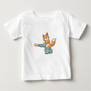Fox als Batsman mit Cricket Flex Baby T-shirt
