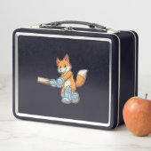 Fox als Batsman mit Cricket Flex Metall Brotdose (Beispiel)