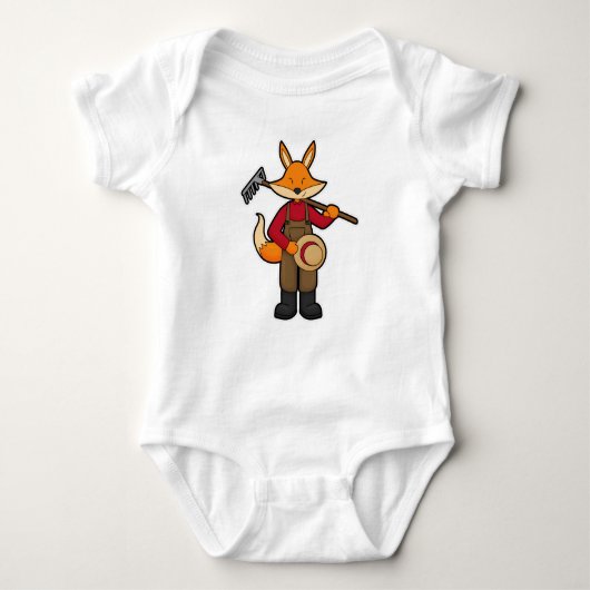 Fox als Bauer mit Rake & Hat Baby Strampler (Vorderseite)