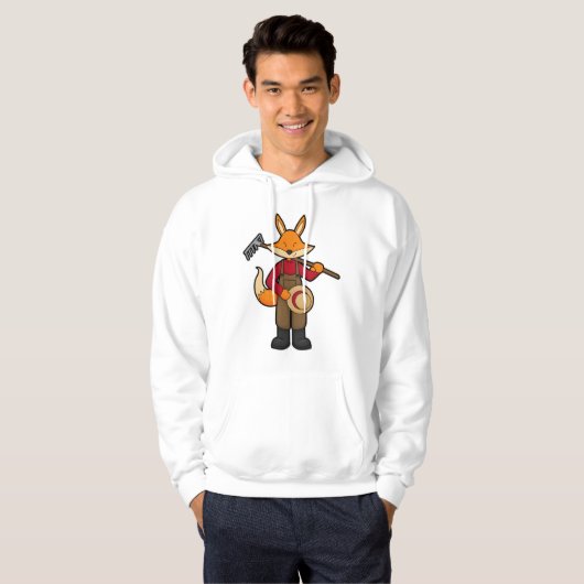 Fox als Bauer mit Rake & Hat Hoodie (Vorne ganz)