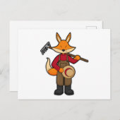 Fox als Bauer mit Rake & Hat Postkarte (Vorne/Hinten)