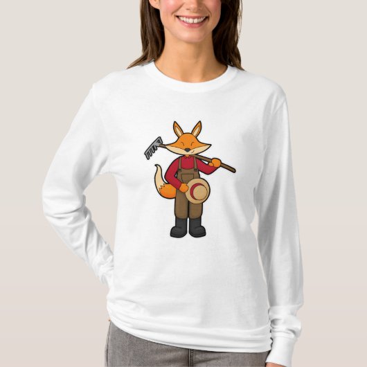 Fox als Bauer mit Rake & Hat T-Shirt (Vorderseite)