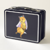 Fox als Bride mit Veil Metall Brotdose (Rückseite)