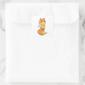 Fox als Bride mit Veil Quadratischer Aufkleber (Tasche)