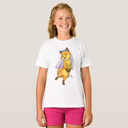 Fox als Bride mit Veil T-Shirt (Vorne ganz)