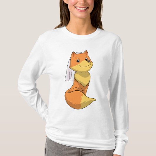 Fox als Bride mit Veil T-Shirt (Vorderseite)