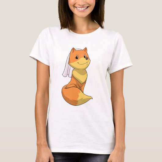 Fox als Bride mit Veil T-Shirt (Vorderseite)