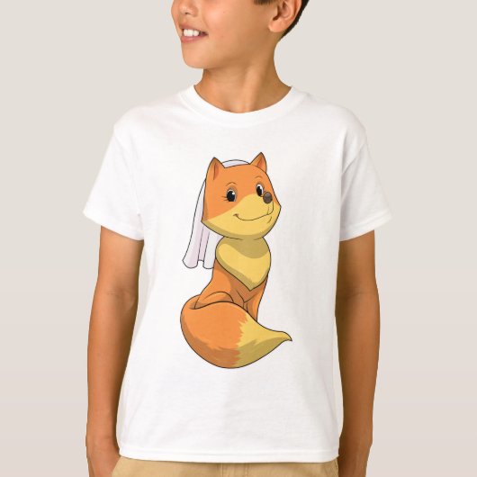Fox als Bride mit Veil T-Shirt (Vorderseite)