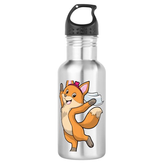 Fox als Brille mit Schleier & Herz Edelstahlflasche (Vorderseite)