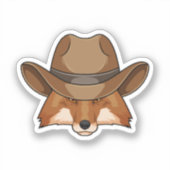 Fox als Cowboy mit Hut Aufkleber (Vorderseite)