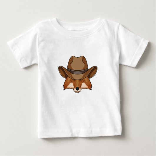 Fox als Cowboy mit Hut Baby T-shirt (Vorderseite)