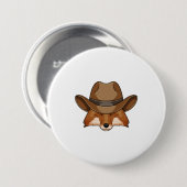Fox als Cowboy mit Hut Button (Vorne & Hinten)