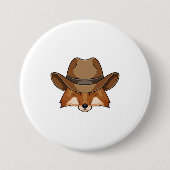 Fox als Cowboy mit Hut Button (Vorderseite)