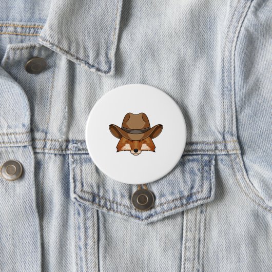 Fox als Cowboy mit Hut Button (Beispiel)