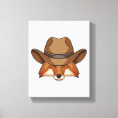 Fox als Cowboy mit Hut Leinwanddruck (Vorderseite)