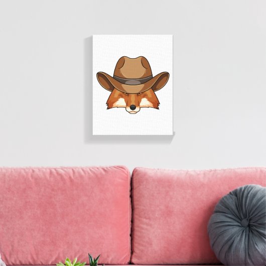 Fox als Cowboy mit Hut Leinwanddruck (Insitu (Wohnzimmer))