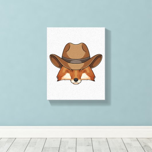 Fox als Cowboy mit Hut Leinwanddruck (Insitu (Holzboden))