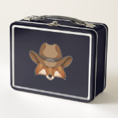 Fox als Cowboy mit Hut Metall Brotdose (Vorderseite)
