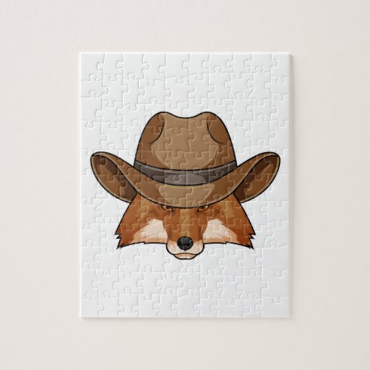 Fox als Cowboy mit Hut Puzzle (Vertikal)
