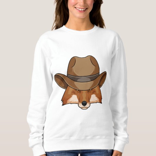 Fox als Cowboy mit Hut Sweatshirt (Vorderseite)
