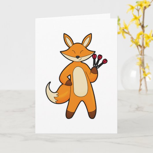 Fox als Dart-Player mit Darts Karte (Gelbe Blume)