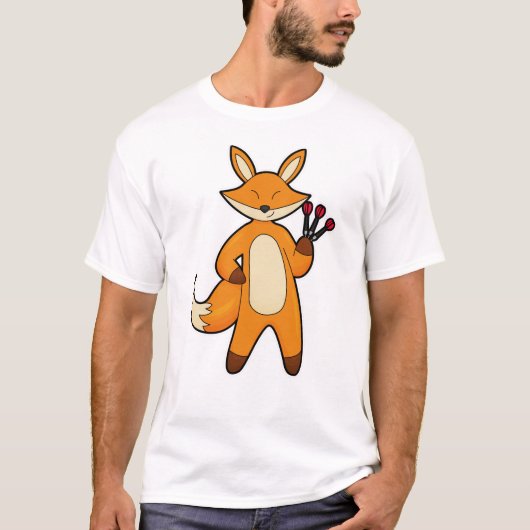Fox als Dart-Player mit Darts T-Shirt (Vorderseite)