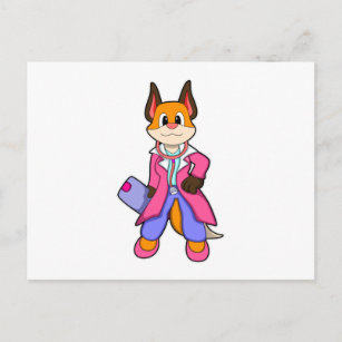 Fox als Doktor mit Stethoskop Postkarte