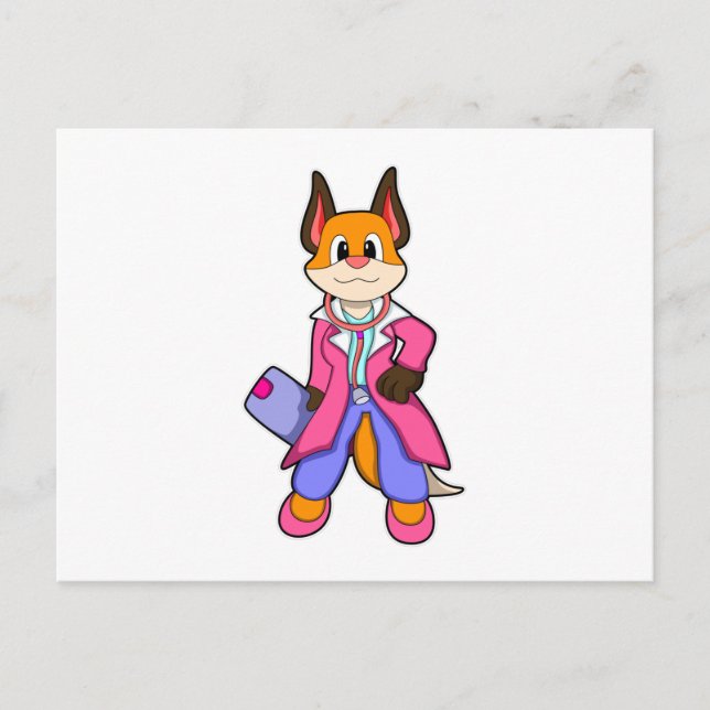 Fox als Doktor mit Stethoskop Postkarte (Vorderseite)